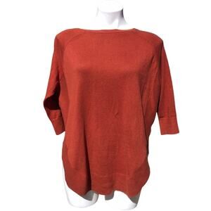 Style & Co brown rounded hem half sleeve sweater size Small